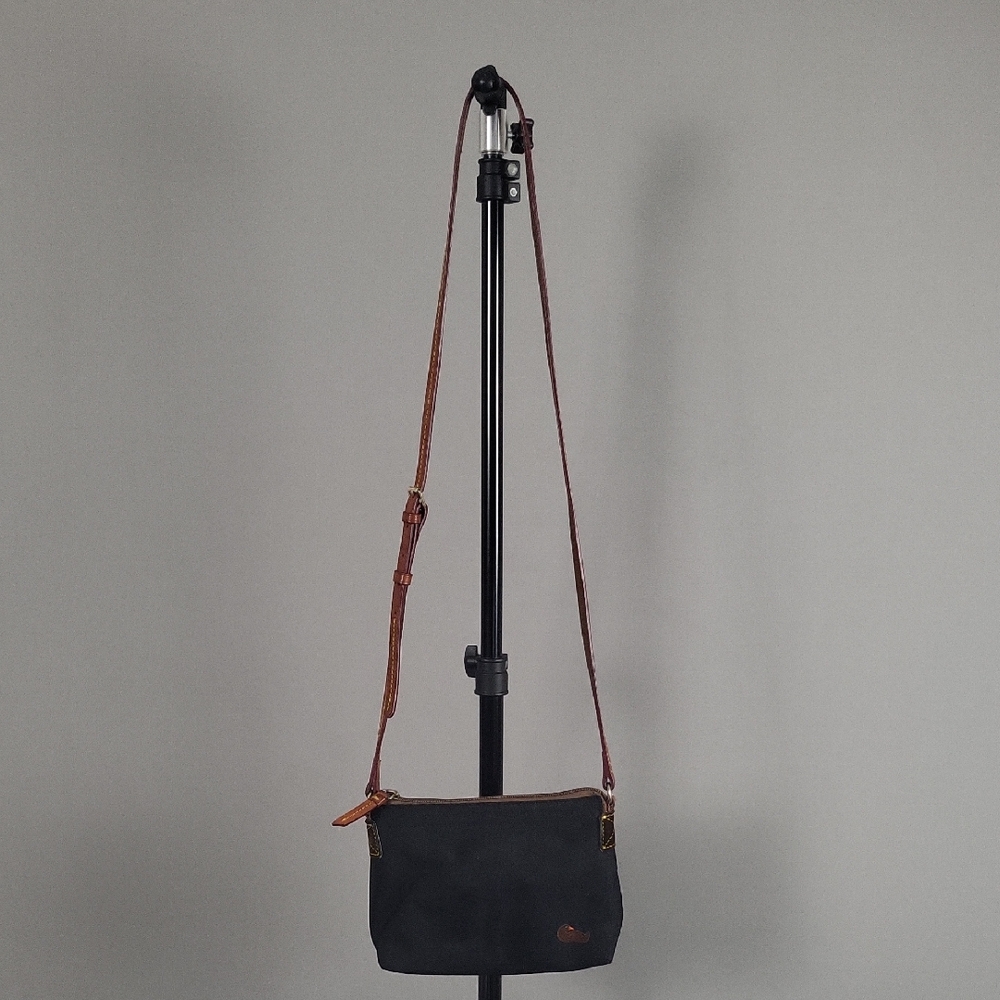 Dooney & Bourke Vintage Nylon Crossbody Bag Black with Brown Leather